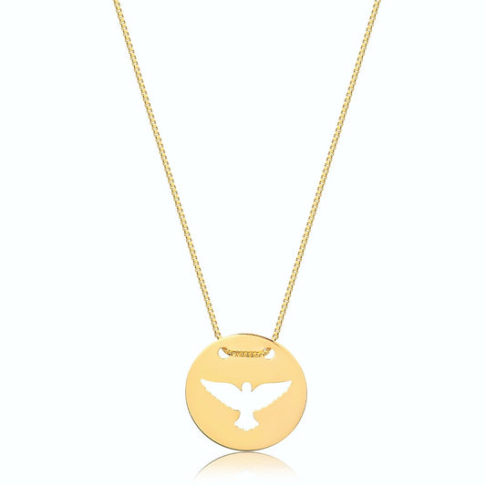 Religious Holy Spirit Dove 18k Solid Yellow Gold Christian Chain For Women