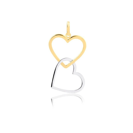 18k Solid Yellow Gold heart handcuff Pendant for Necklace for Teens and Women