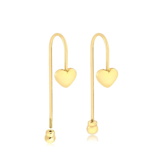 18 K Yellow Gold Luxury Dangle Heart drop for womem