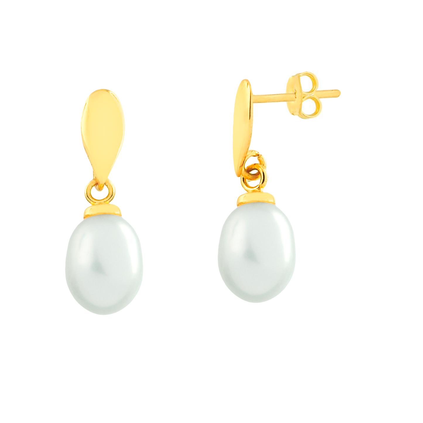 18k Solid Gold Freshwater Cultured Pearl 5 mm Drop Earrings for Women Teens