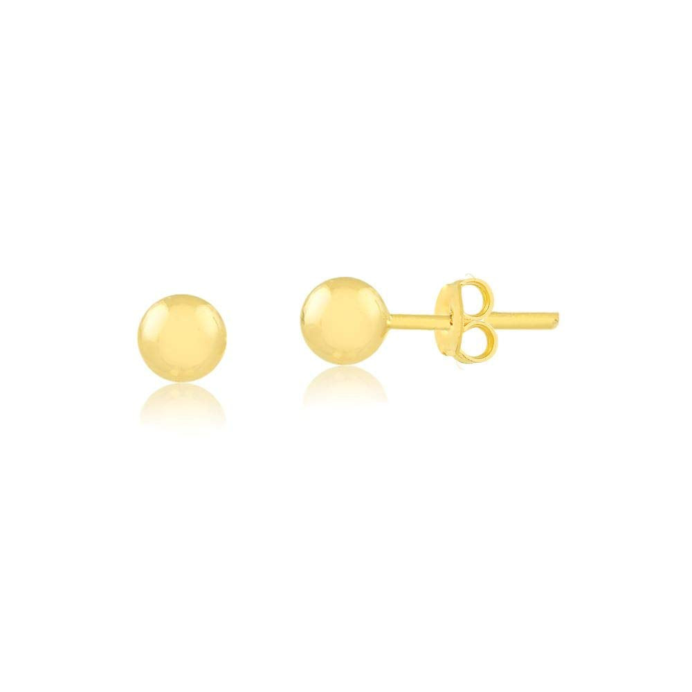 14k Solid Yellow Gold Ball Butterfly Backs Stud Earrings for Teens, Women and Infants (3 mm)