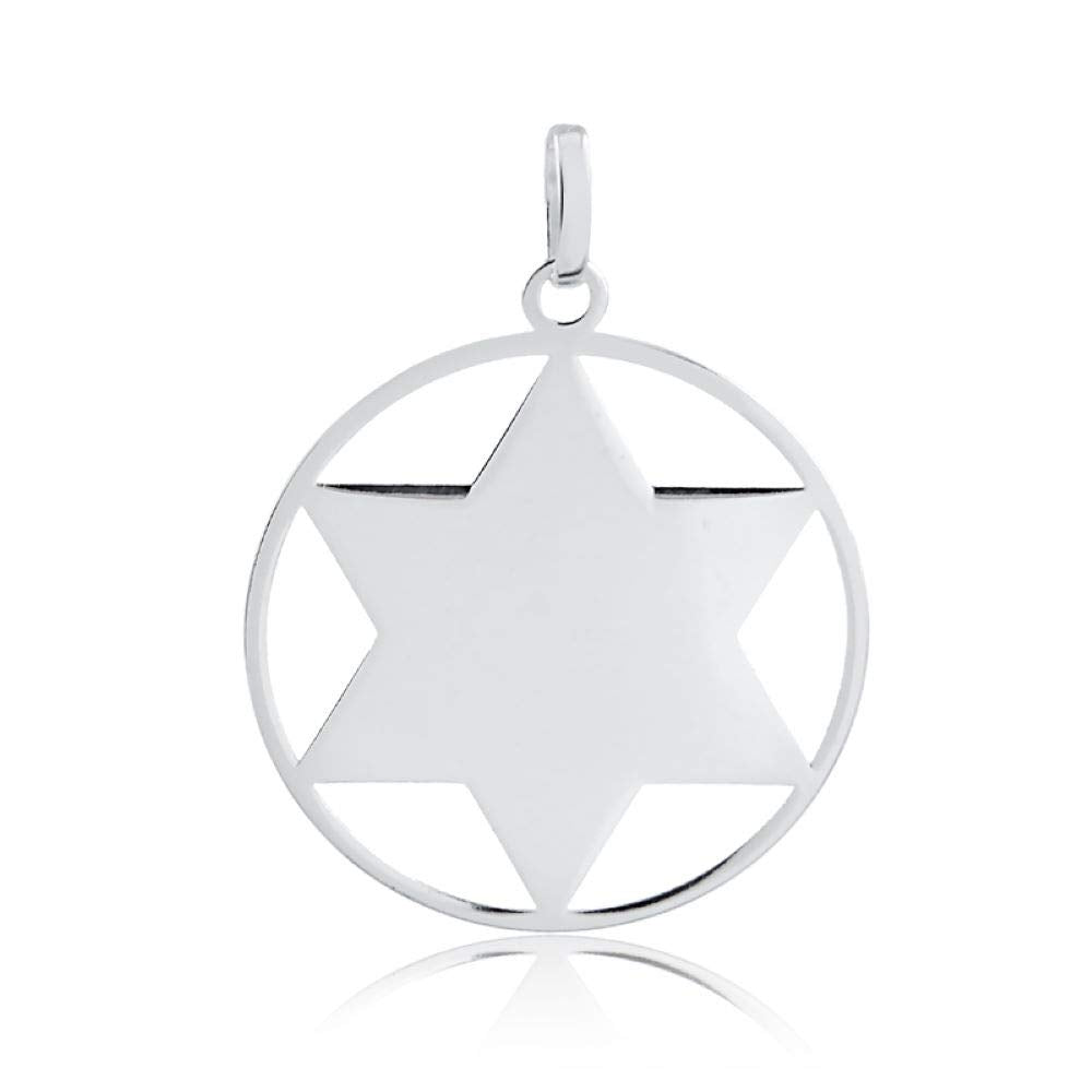 Carol Jewelry 925 Sterling Silver David Star Medal charm for Chain for Men and Boys