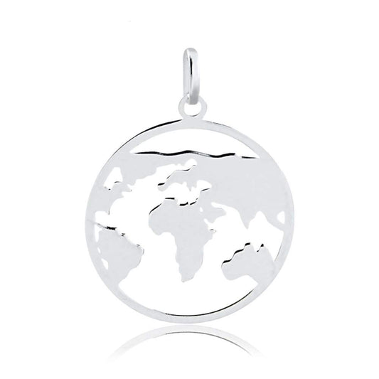 Carol Jewelry 925 Sterling Silver World Map charm for Chain for Women and Men