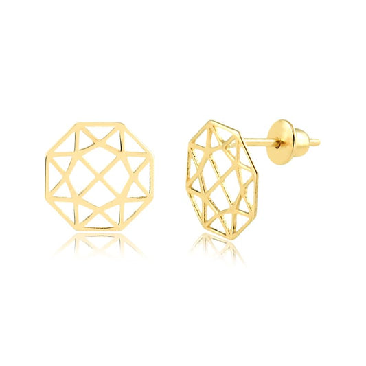 14 K Yellow Gold Circle shape geometric Earrings for Women