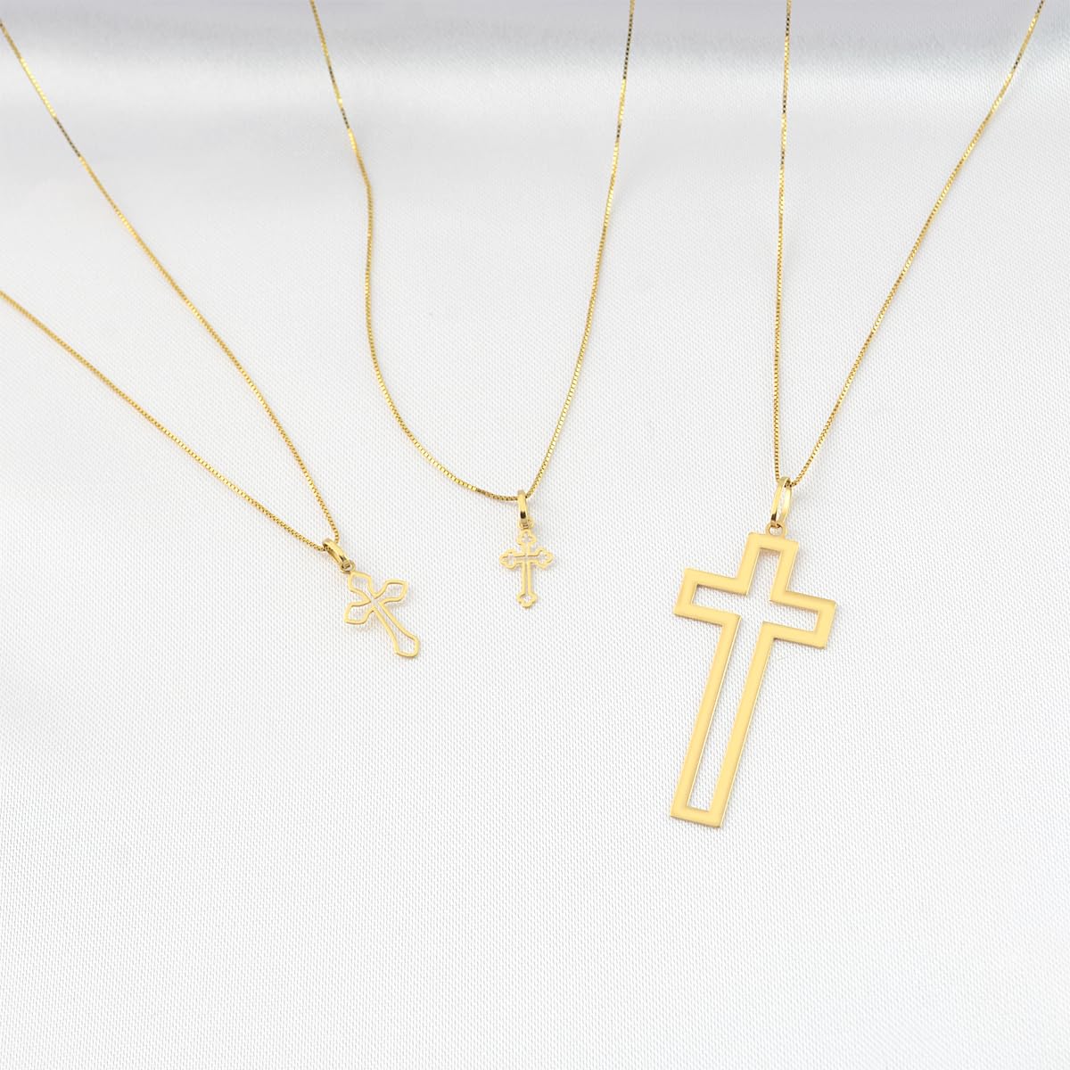 Carol Jewelry 18k Solid Yellow Gold Cross Shaped charm for Chain unissex