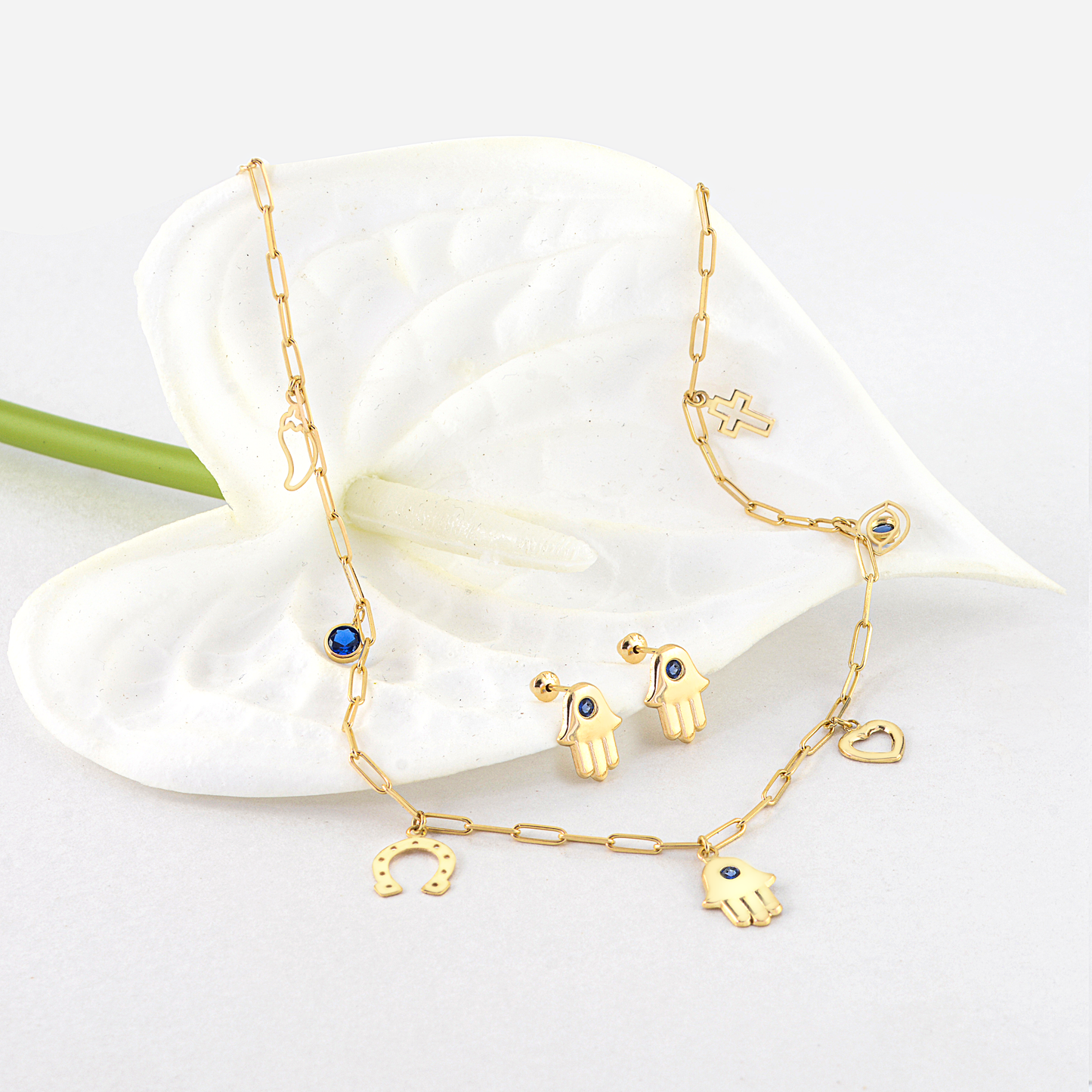 18k Yellow Gold Lucky Charms Necklace For her