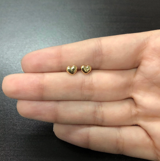 18K Gold Heart Shape Earring Gift Butterfly Back Heart Stud Earring