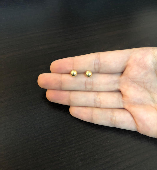6 mm 18k Solid Yellow Gold Ball | Push Backs, Stud Earrings – Children