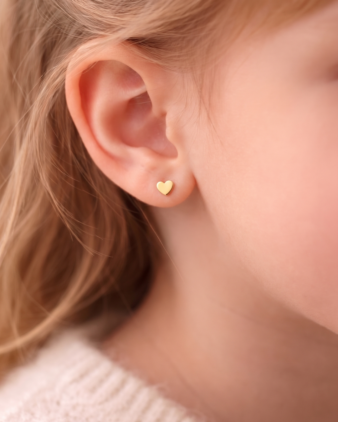 10k Gold heart love woman earring butterfly back