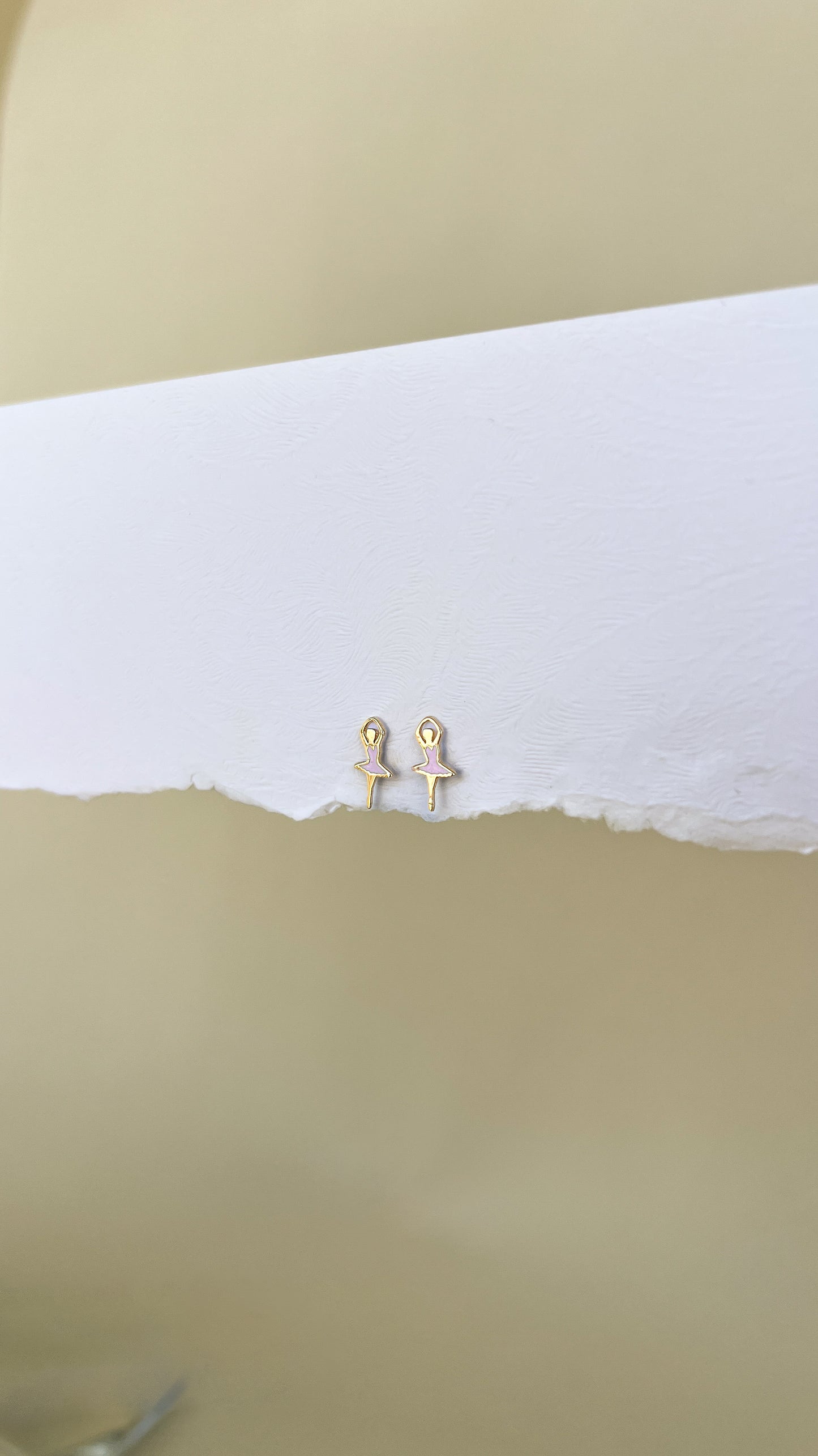 14k Yellow Gold Enamel Ballet Dancer Push Back Stud Earrings