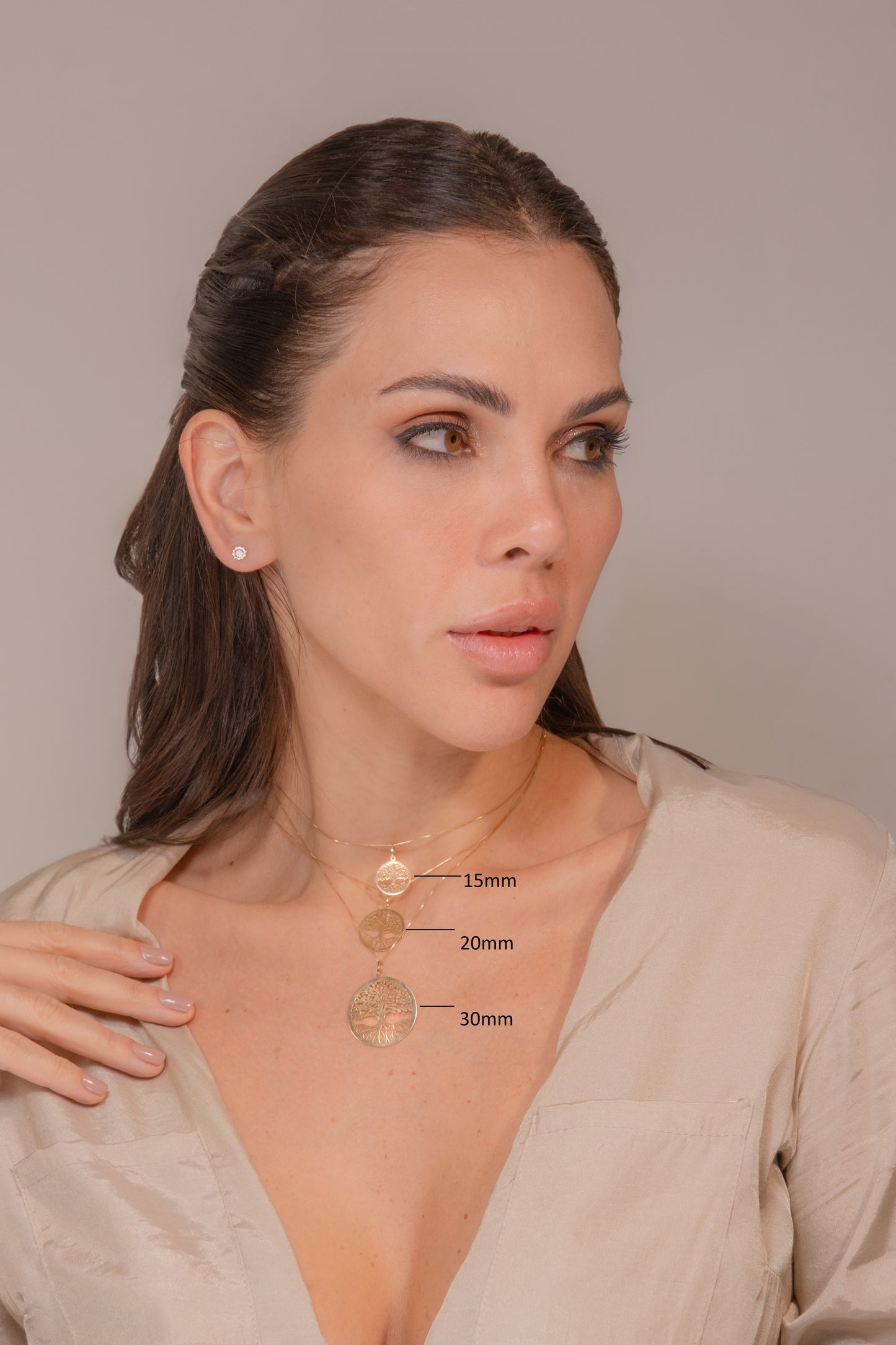 14k Gold Tree of Life Pendant Necklace 20mm Meaningful Gift for Her