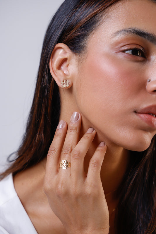 Textured Crafted Hoop 18k Earrings