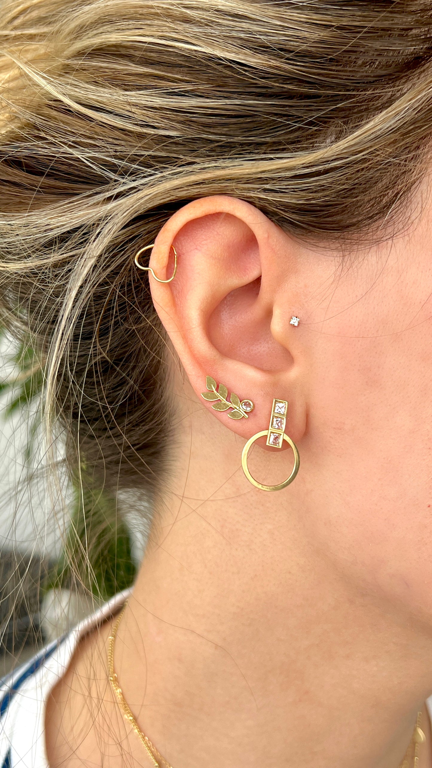 Heart Cartilage Helix Piercing 18k Solid Gold Earrings or Nose Piercing Women