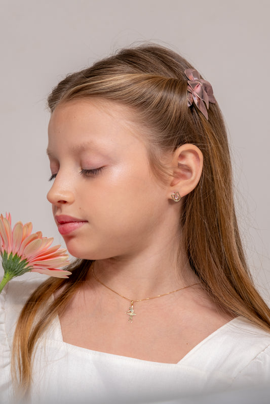 Tulip Elegance Flower Pink Drop 18k Earring