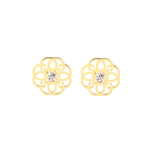 Mandala Elegance Flower Cubic Zircon 18k Earrings