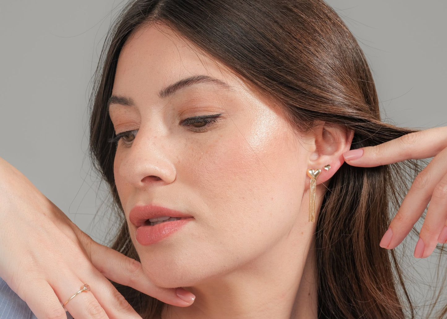 14K Gold Heart Earring Yellow Gold Gift Heart For Her Buttlerfly back