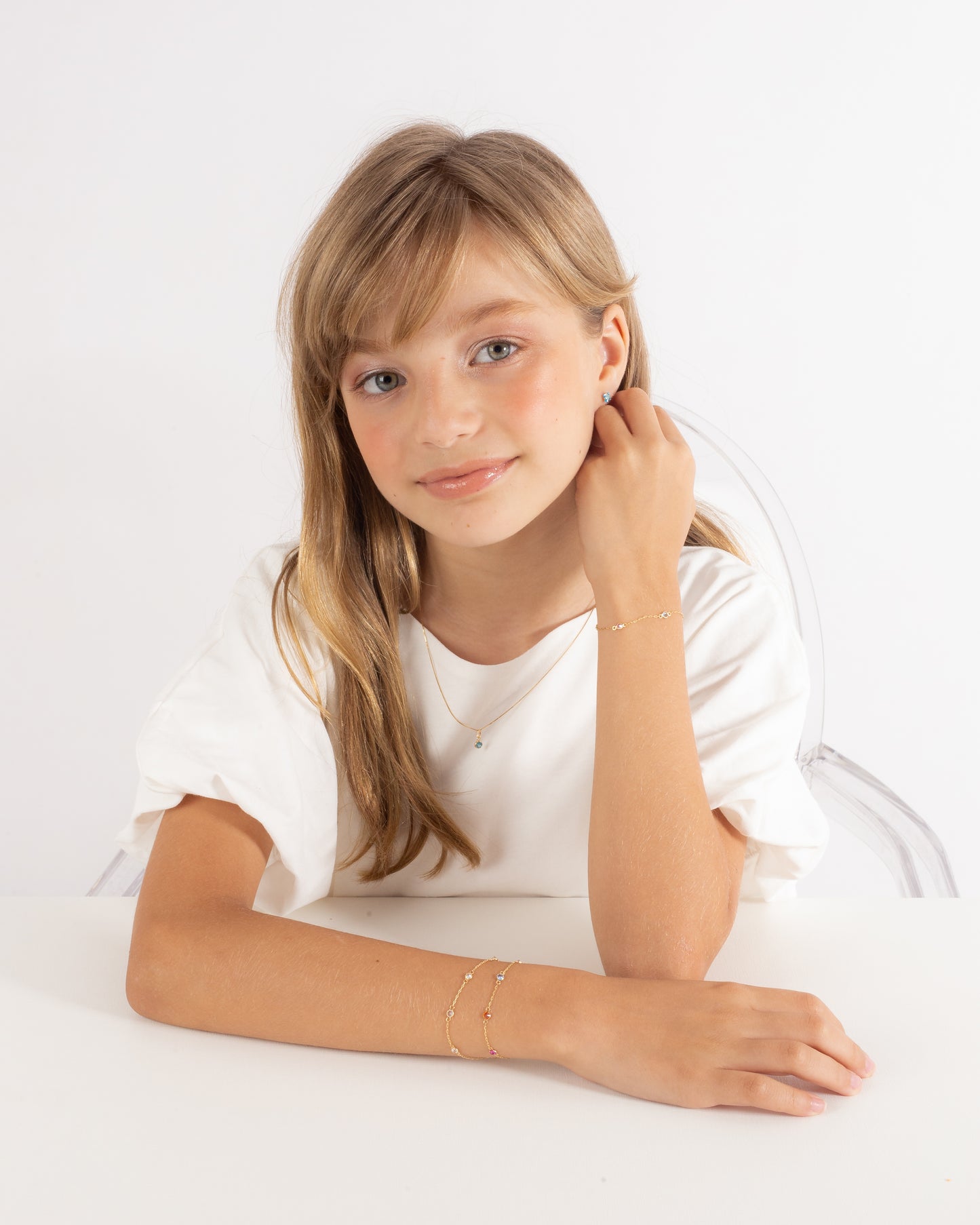 Dainty 18k Solid Gold Rainbow CZ Bracelet | Colorful Jewelry Gift