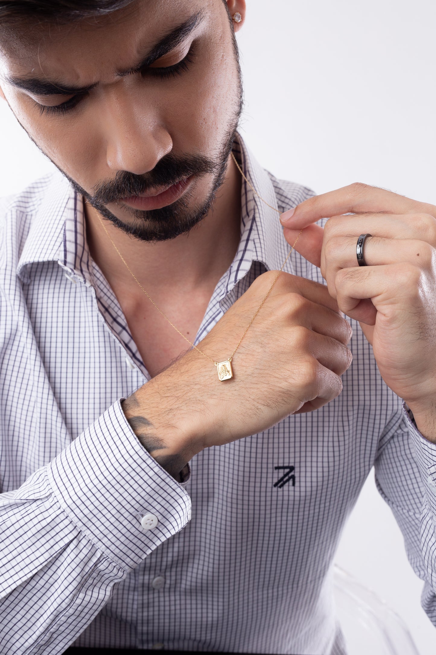 18k Yellow Gold Scapular Necklace Religious Pendant – Him and Her