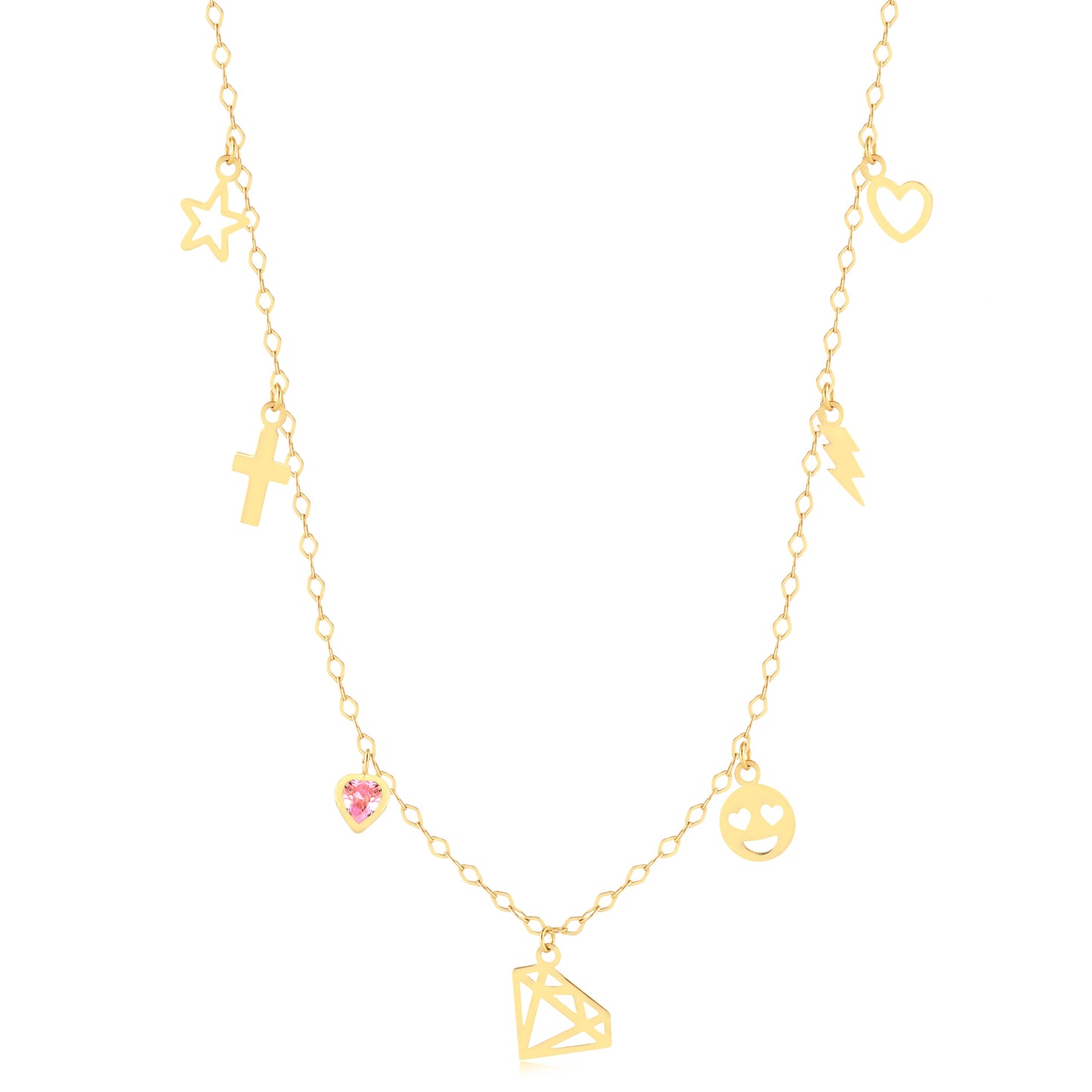 18k Yellow Gold Charms Necklace Chaim For Her