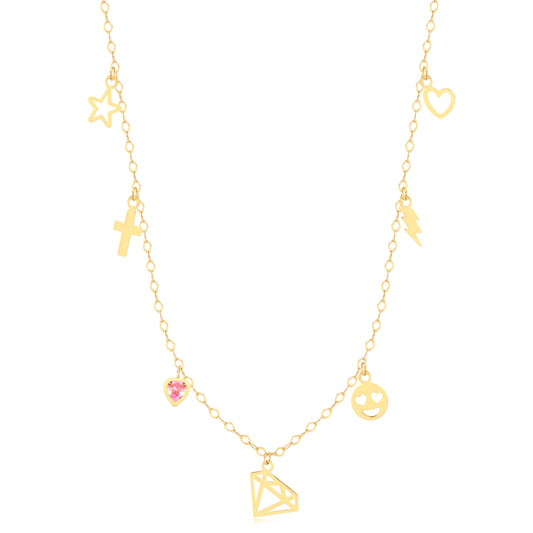 18k Yellow Gold Charms Necklace Chaim For Her