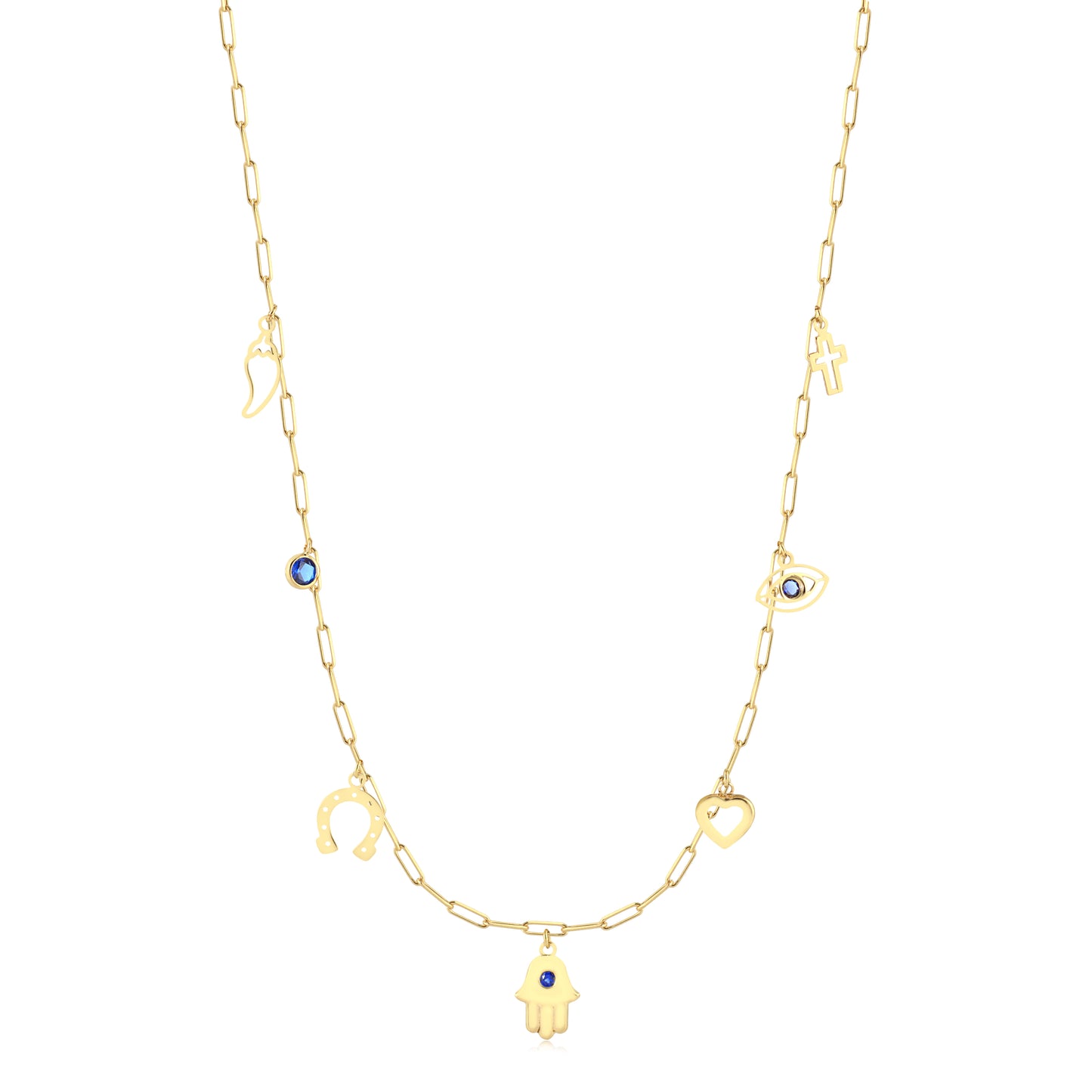 18k Yellow Gold Lucky Charms Necklace For her