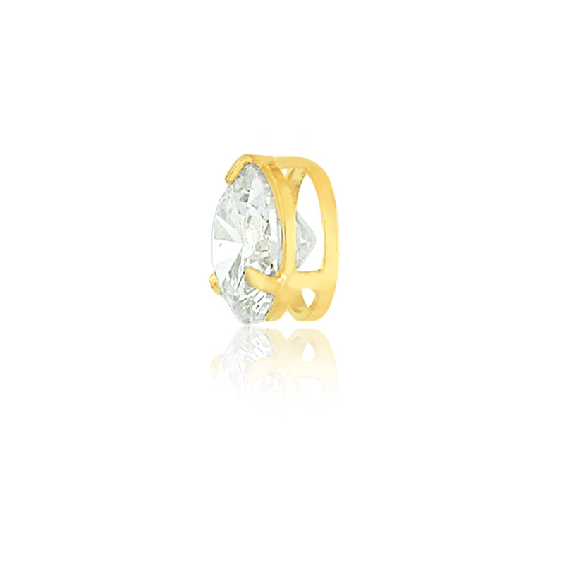 Solitaire Cubic Zircon 6 mm Pendant 18k Solid Yellow Gold