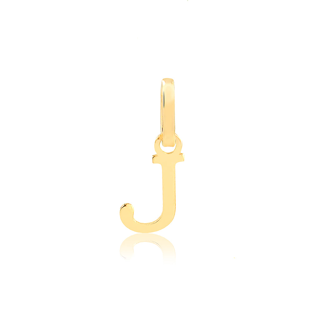 Gold Letter J Sign. 18k Solid Yellow Gold Pendant