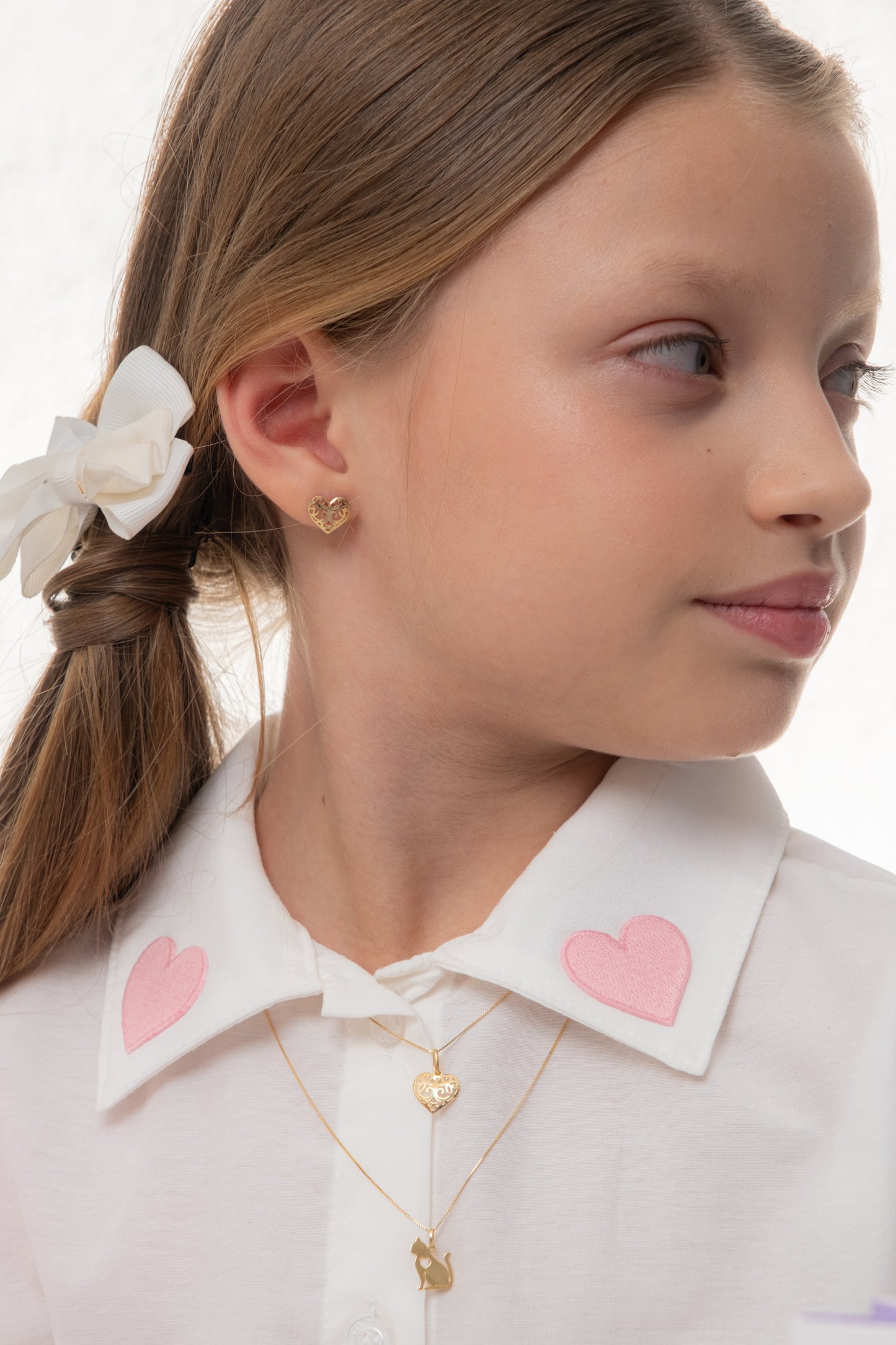 18k Solid Yellow Gold Heart Charm 15mm for Women Necklace