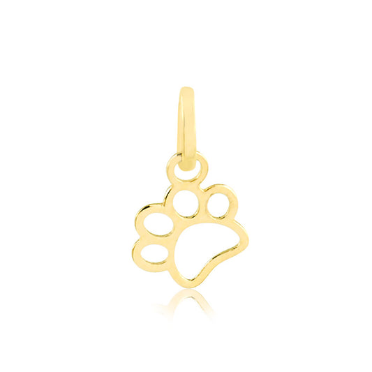 14k Yellow Gold Pet Paw Laser Cut Pendant for necklace