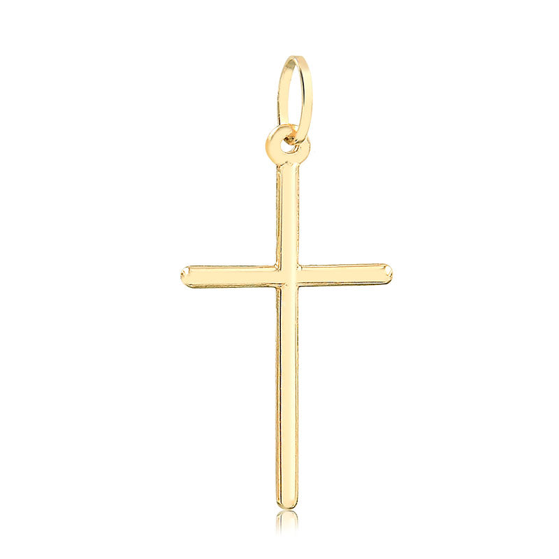 14k Yellow Gold Religious Cross Thin Pendant for chain, Necklace Unissex