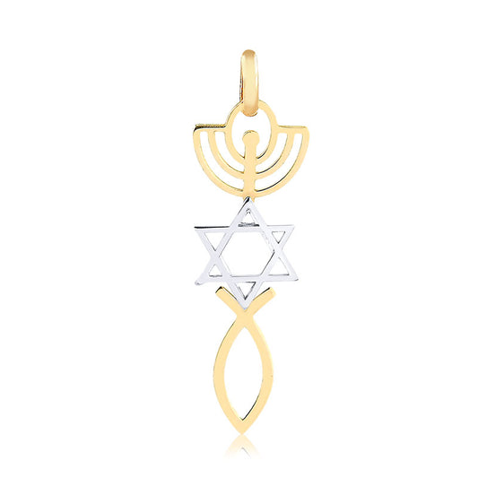 14k Yellow Gold Religious Messianic Pendant Symbolism for Necklace