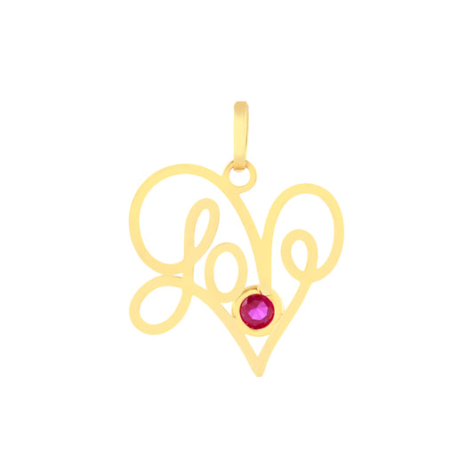 Delicate 18k Yellow Gold Red Zircon Pendant