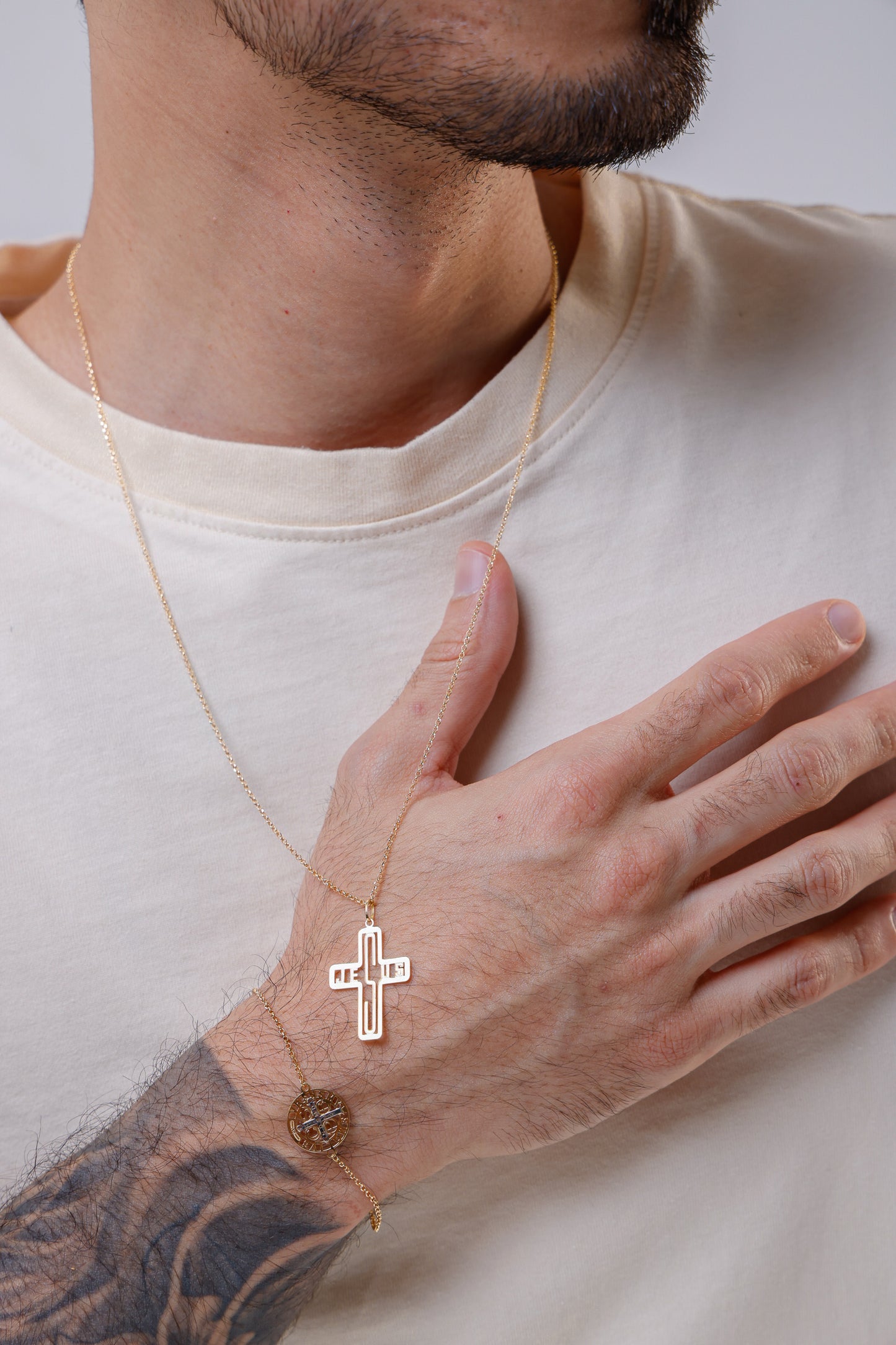 Gold Jesus Pendant 18k Cross Necklace