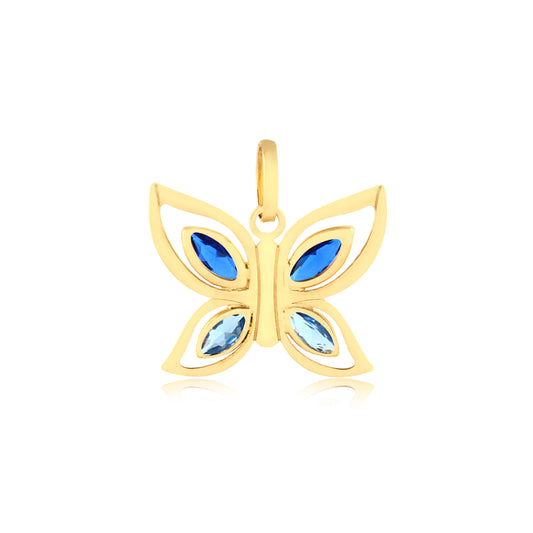 Luxe 18k Gold Butterfly Pendant Blue