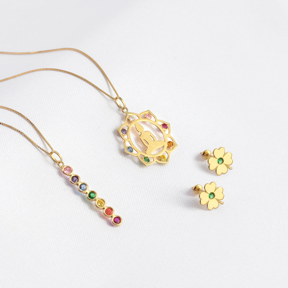 14k Yellow Gold Chakra Buddha Pendant, Yoga Simbolism for Him, Her