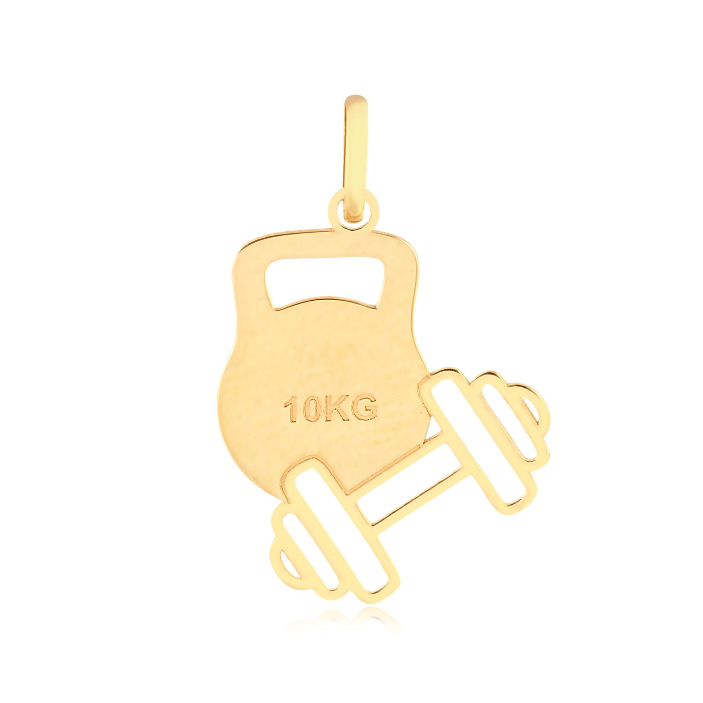 14k Yellow Gold Dumbbell Fitness Gym Charm For Man and Woman