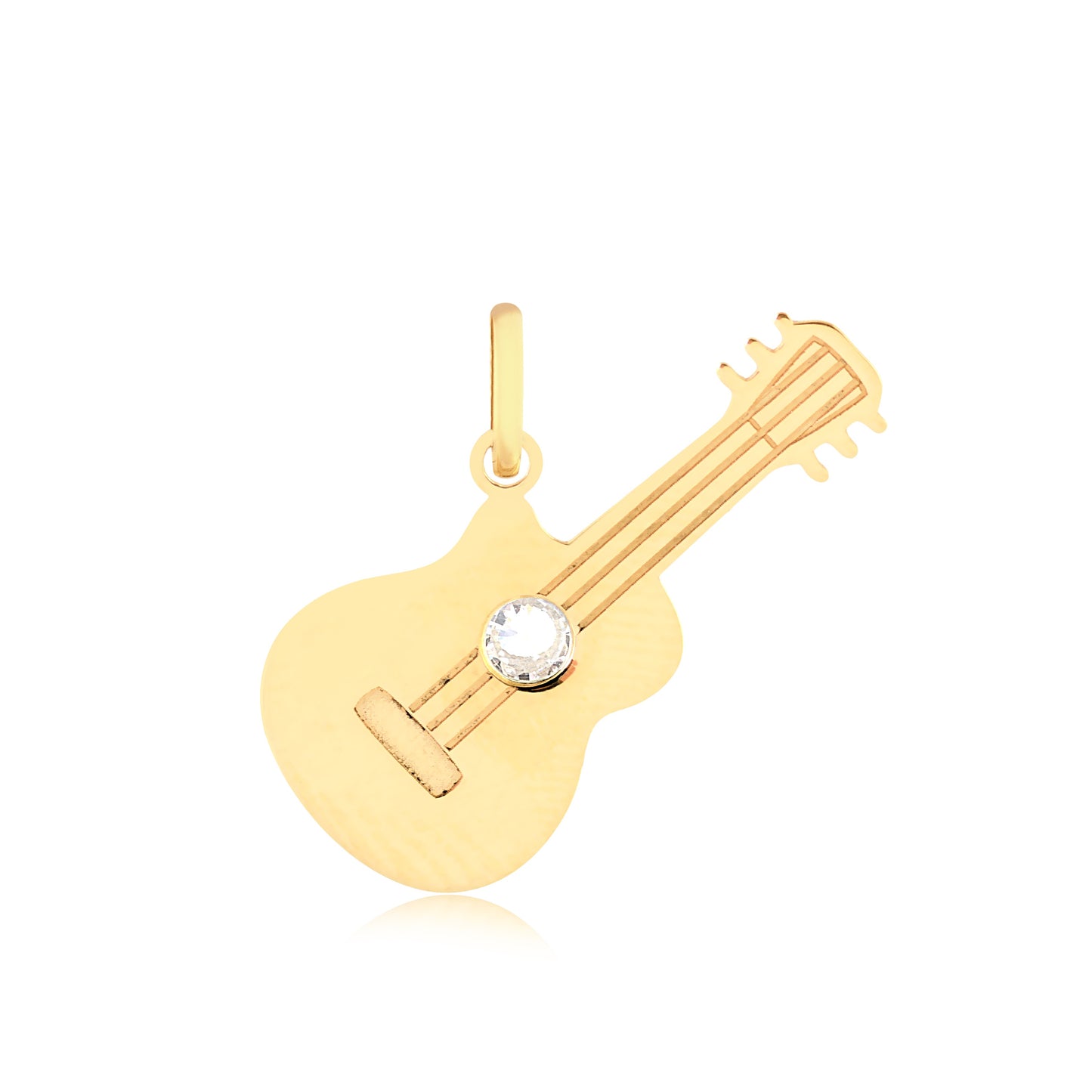 14k Yellow Gold Acoustic Guitar Music Charm Pendant for Necklace