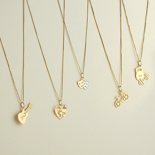 14k Yellow Gold Theater Mask Happy and Sad Pendant – Necklace
