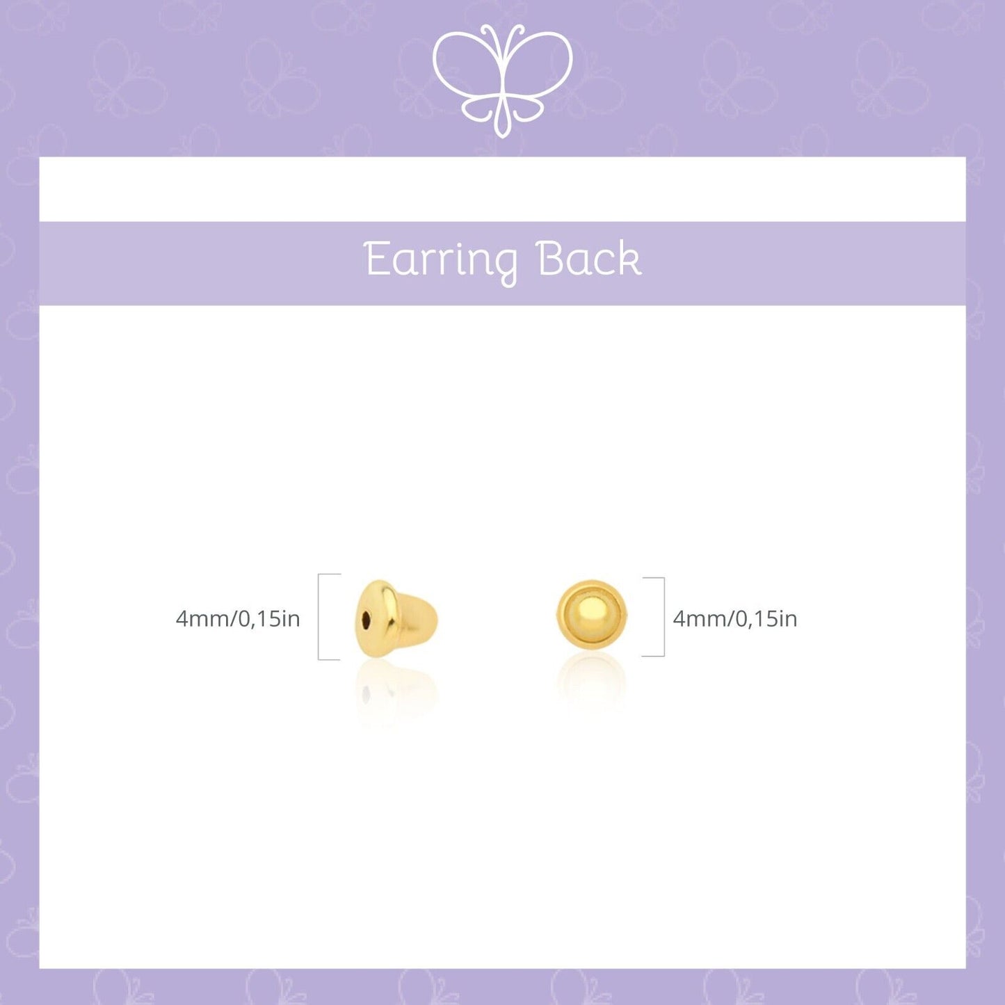 10k Solid Gold Replacement Butterfly Earring Backs (1 Pair)