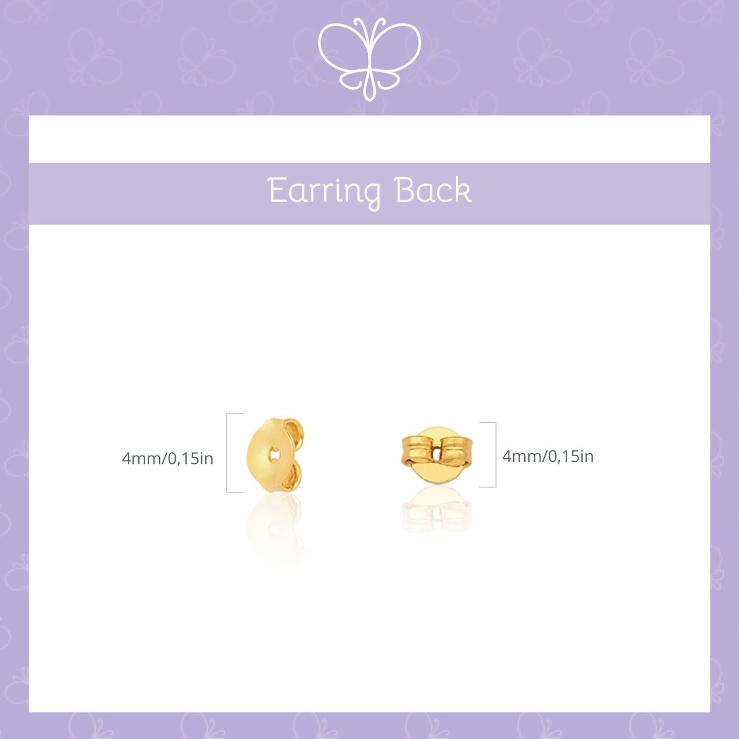 10k Solid Gold Replacement Butterfly Earring Backs (1 Pair)