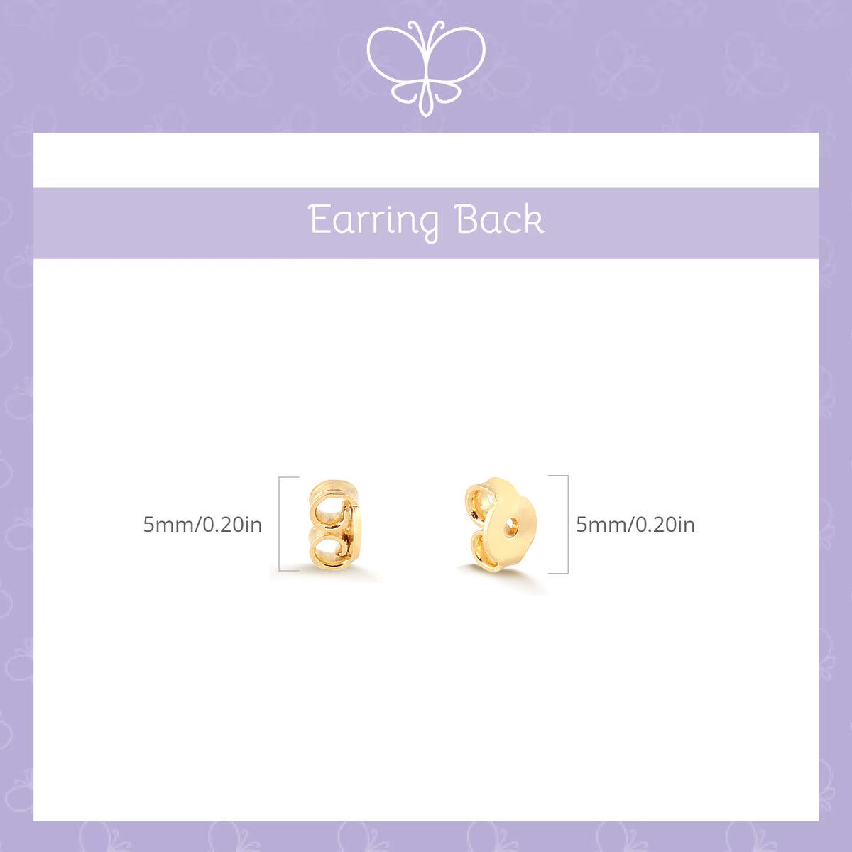 10k Solid Gold Replacement Butterfly Earring Backs (1 Pair)