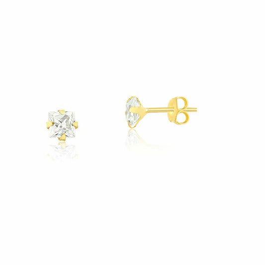 10k Gold earring 3.3mm cubic ZIrconia butterfly back studs for woman