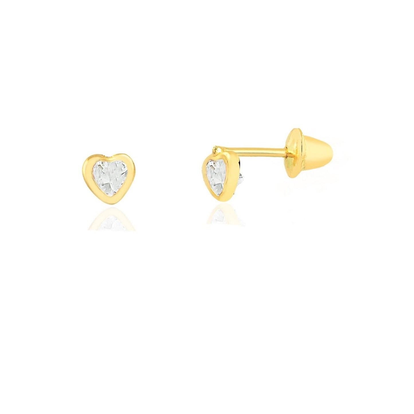 10k Gold Earring Cubic Zirconia Heart Design for woman