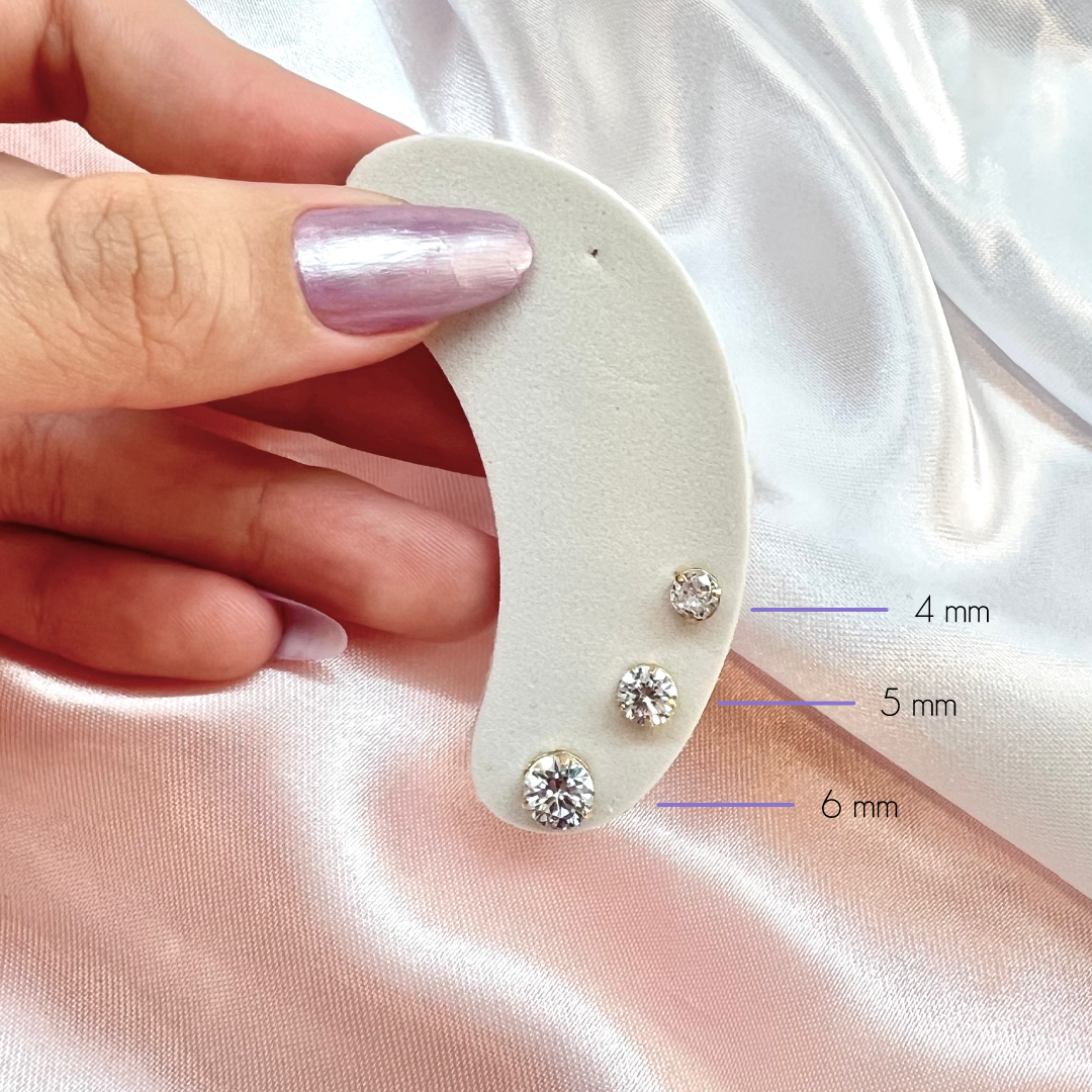 10k Gold Classic Cubic Zirconia back studs for woman