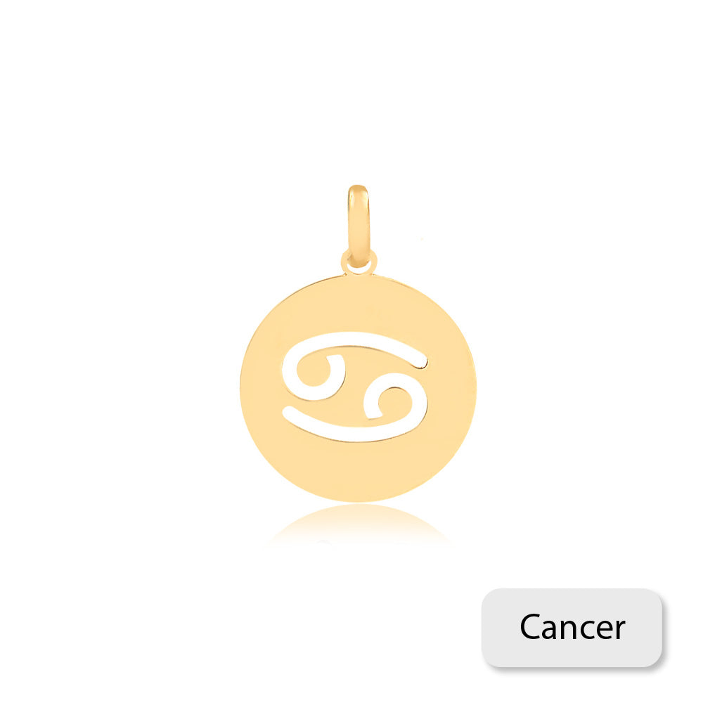 Cancer Zodiac Sign 14k Solid Gold Medal charm for Chain for Girls,Women,Men