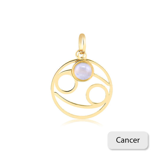 Cancer Zodiac Sign 14k Solid Gold Medal charm for Chain for Women and Men