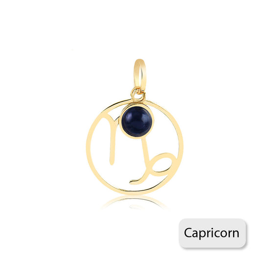 Capricorn Zodiac Sign 14k Solid Gold Medal charm for Chain for Women /Men