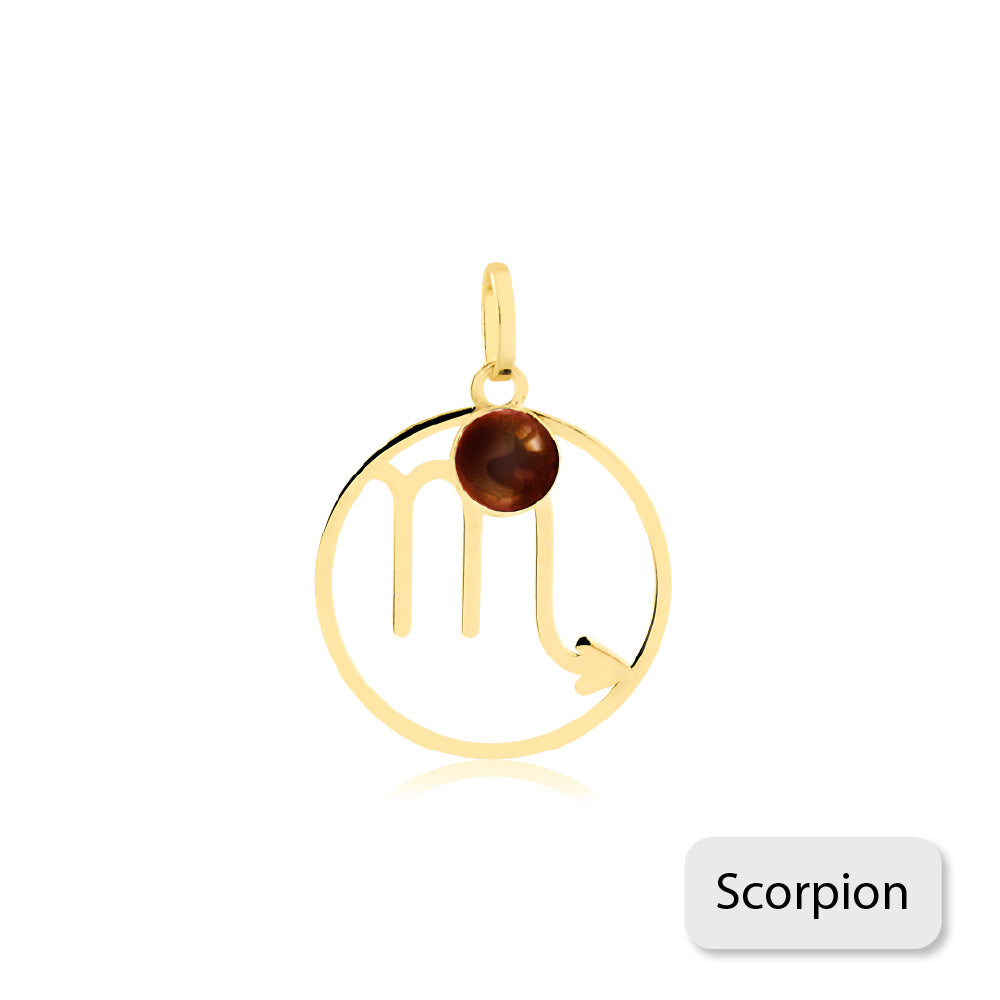 Scorpio Zodiac Sign 14k Solid Gold Medal charm for Chain for Women and Men