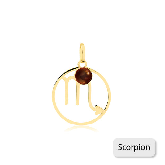 Scorpio Zodiac Sign 14k Solid Gold Medal charm for Chain for Women and Men