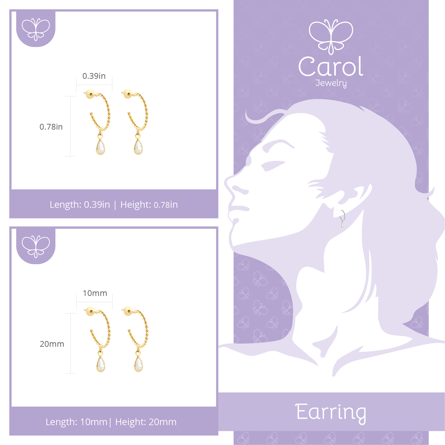 Sophisticated Wired Bent 10mm 18k Earring